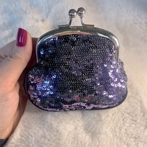 Purple sequined coin purse